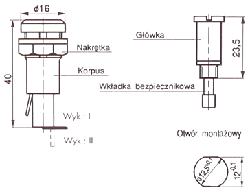 Gniazda bezpiecznikowe GBA-zB-5 rysunek