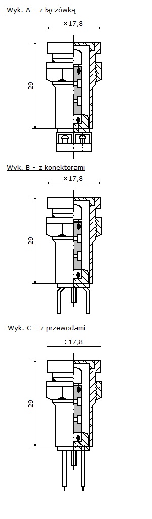 Lampki sygnalizacyjne Ls-d różne wykonania